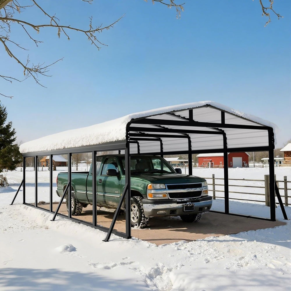 12x25 FT Metal Carport with Extra 6 Side Reinforcement Support Rods