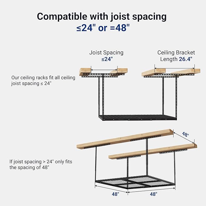 FLEXIMOUNTS 4x4 Overhead Garage Storage Rack, Adjustable Organization System