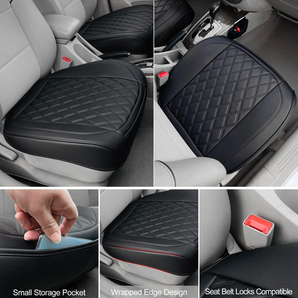 BEITK 2 Pack Leather Front Car Seat Bottom Covers Black