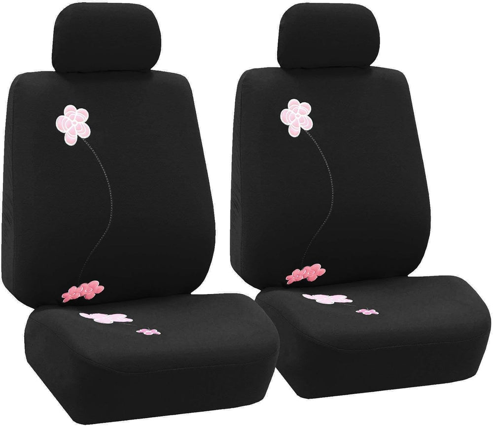 FH Group Front Set Cloth Car Seat Covers for Low Back Car Seats with Removabl...