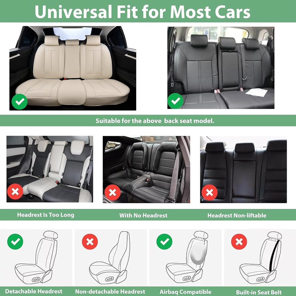 Leather Car Seat Cover for Front Pair, Anti-slip Universal Light Beige
