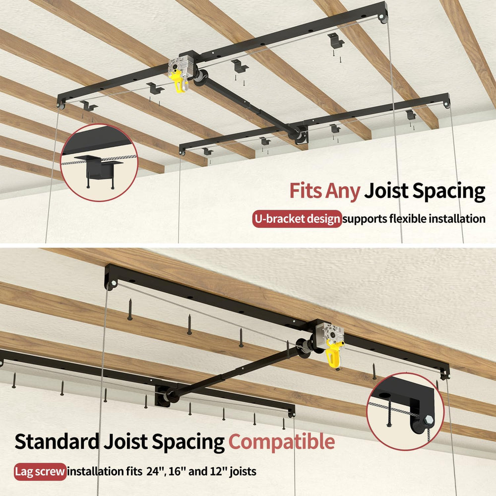 Garage Ceiling Storage Racks – 4x8 FT Overhead Garage Storage Rack with Safet...