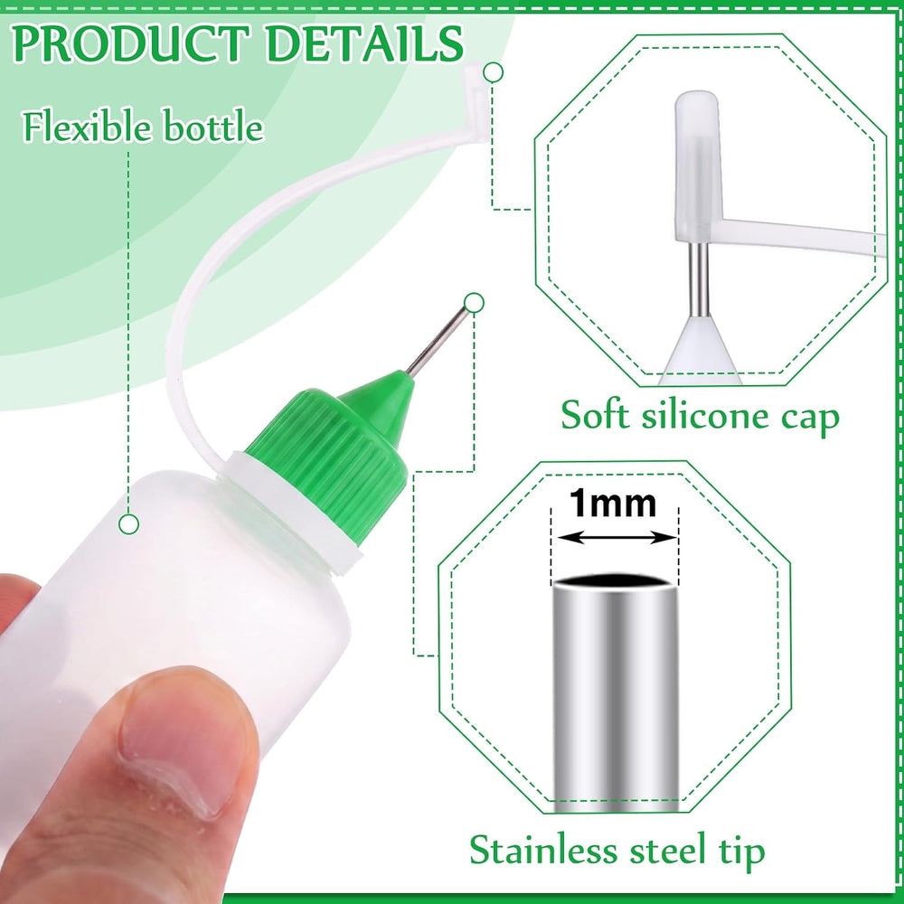 100 Pcs 30 ml/ 1 oz Precision Needle Tip Glue Applicator Bottle, Green
