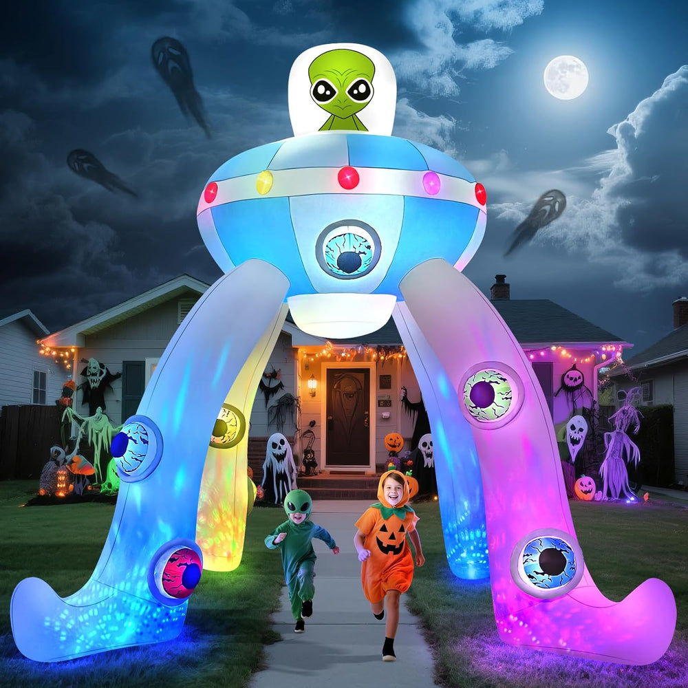 Kalolary 12FT Halloween Inflatables Archway UFO Alien