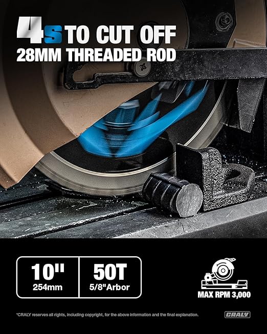 CRALY 10 Inch 50 Teeth Steel and Ferrous Metal Cutting Circular Saw Blade