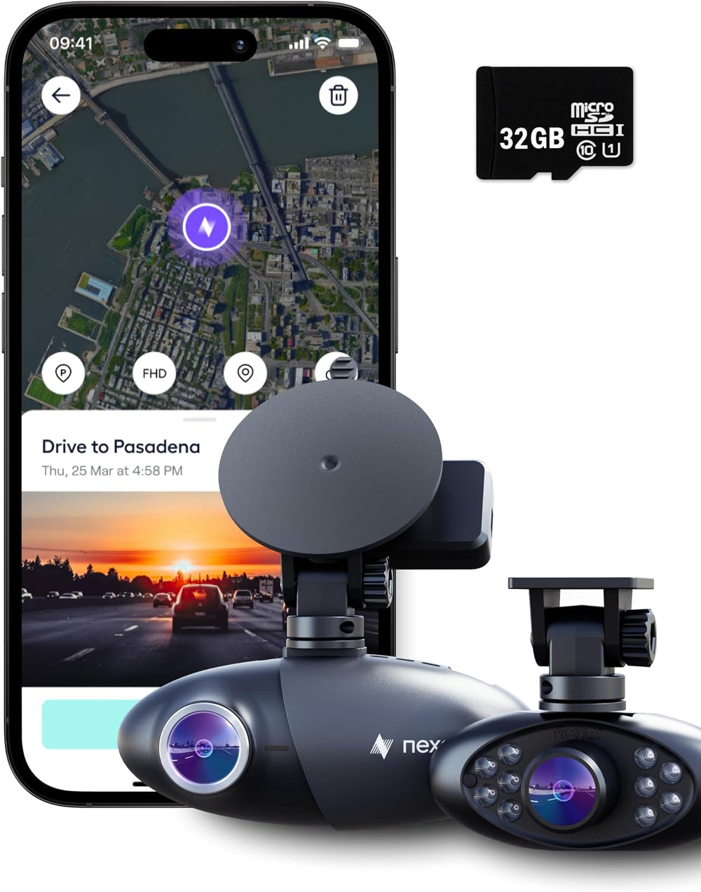 Pro Dual Dash Cam 1080p FHD Front and Interior Cameras AI Crash Detection 24H...