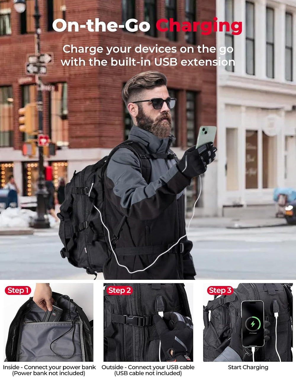 KEMIMOTO Motorcycle Helmet Backpack, 37L Large Capacity Helmet Bag with USB C...