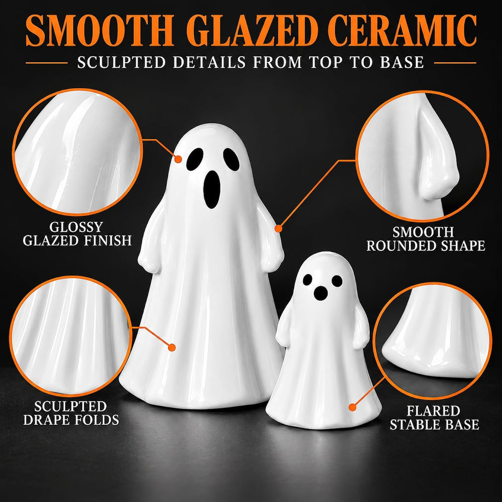 Leinuosen 6 Pcs Halloween Decorations Indoor Ceramic Ghost Figurines Decor