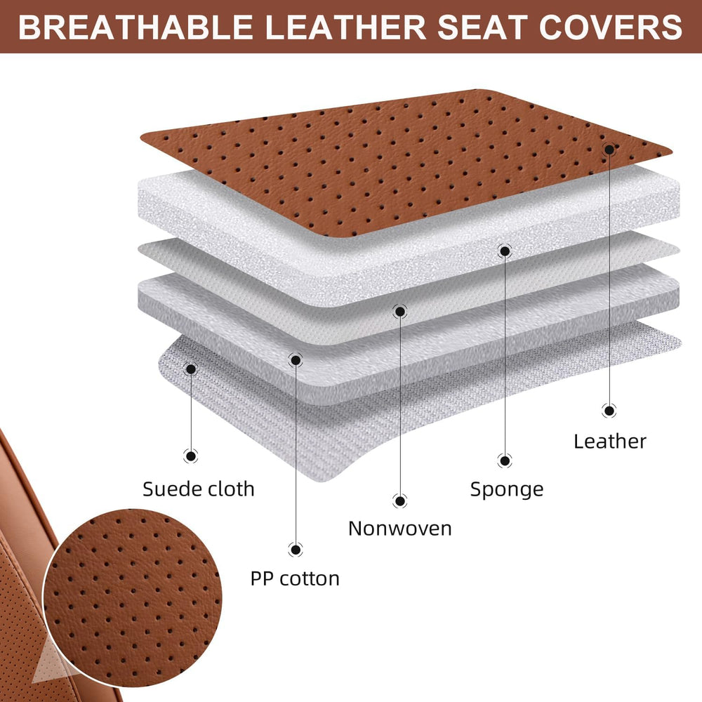 Car Seat Covers Full Set, Breathable Leather Automotive Front and Rear Seat C...