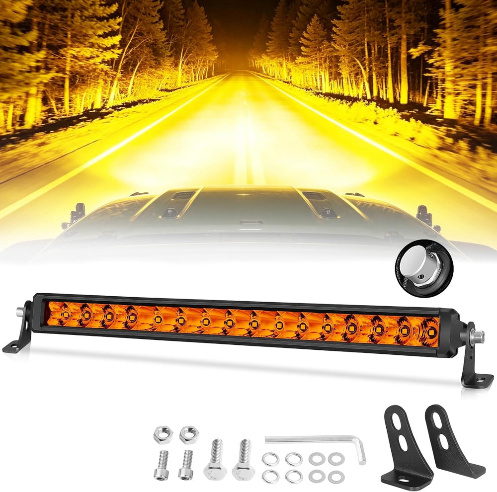 Amber LED Light Bar 18 Inch 160W Slim Single Row Off Road Driving Fog Light