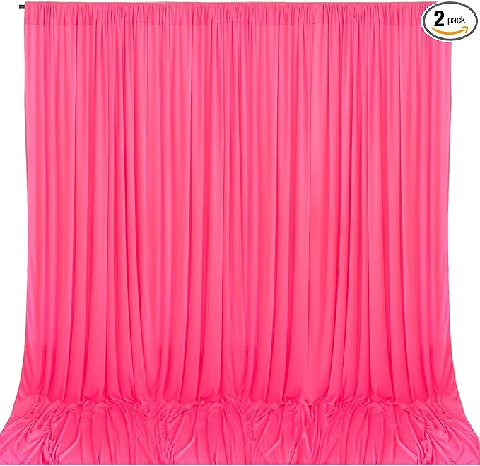 10 x 7 Feet Fluorescent Pink Backdrop Curtain for Partie, Background Curtains...