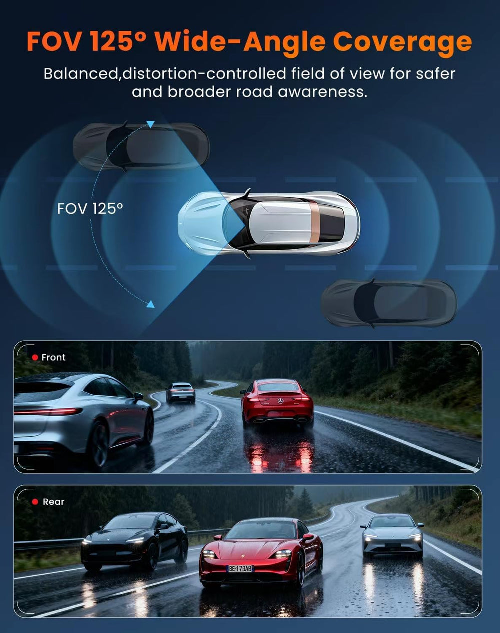 Dash Cam Front and Rear, 4K+2.5K with 170° Fisheye Lens, Full HD Dash Camera ...