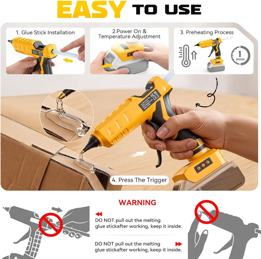 Cordless Hot Glue Gun Digital 100-200°C Temperature Adjustable