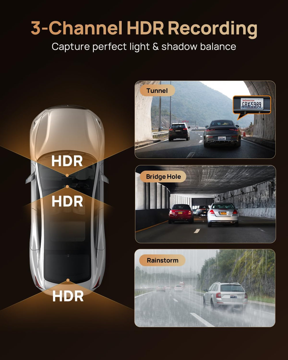 70mai 4K T800 3 Channel Dash Cam, Dash Cam Front and Rear Inside(2160P+2160P+...
