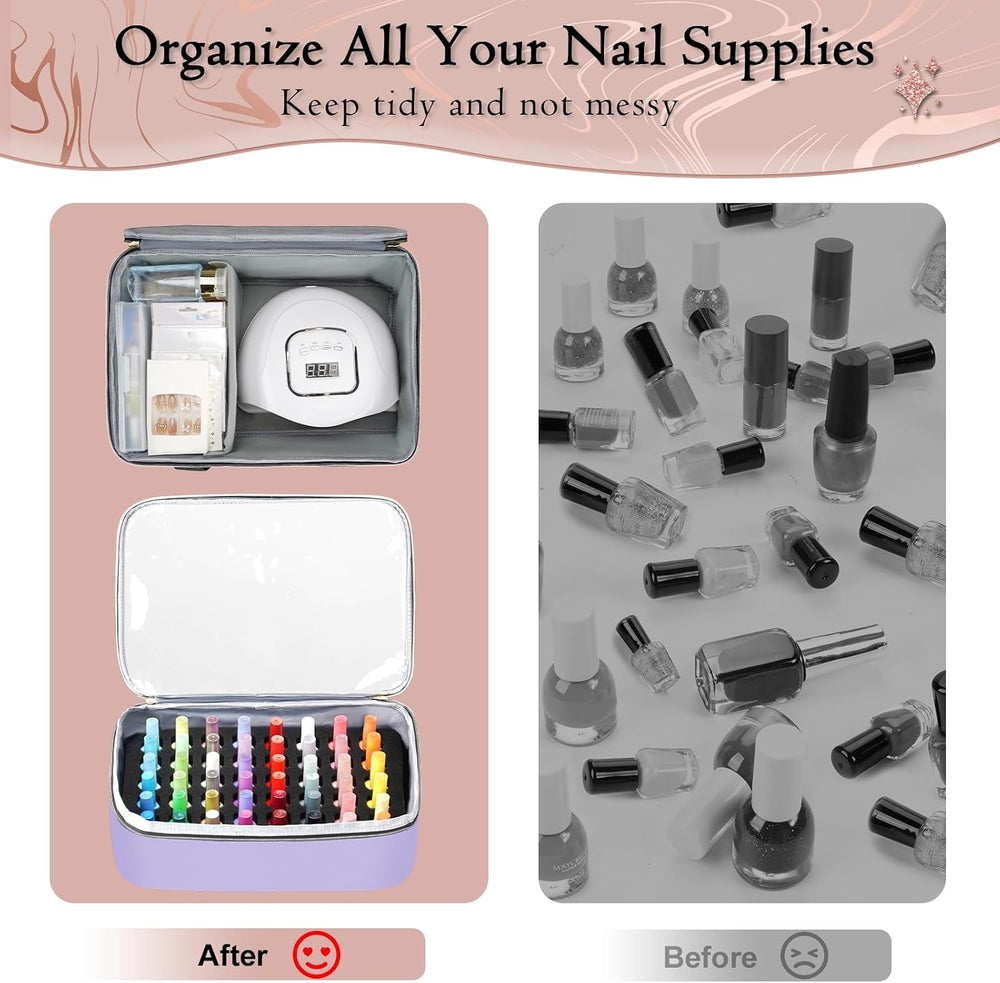 YOREPEK XL Nail Polish Organizer Holds 96 to 100+ Bottles, Lavender Purple