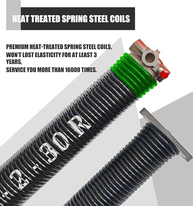 Garage Door Torsion Spring Set, Pair of 2" Electrophoresis Coated Garage...