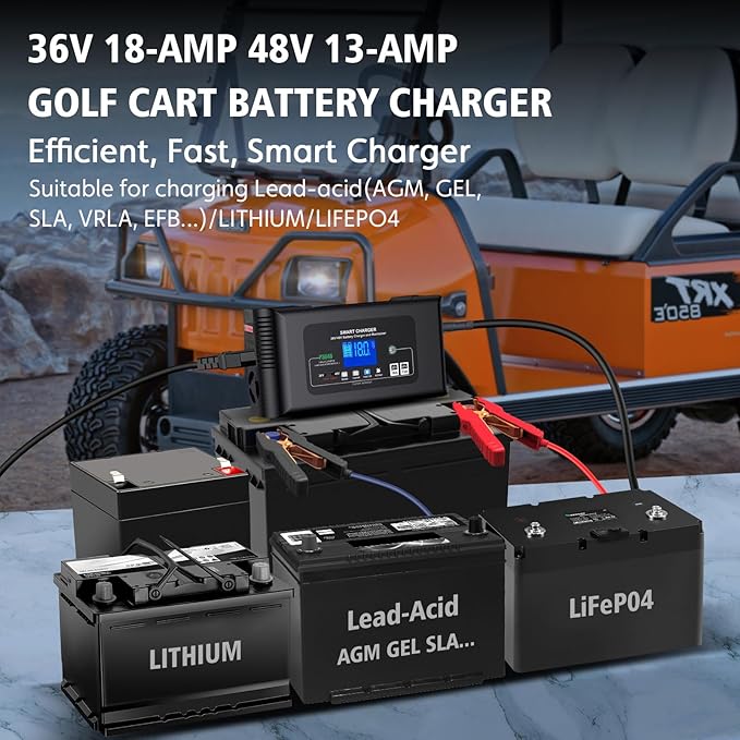 Golf Cart Battery Charger 36V 18A and 48V 13A Trickle Charger, 36 Volt Golf