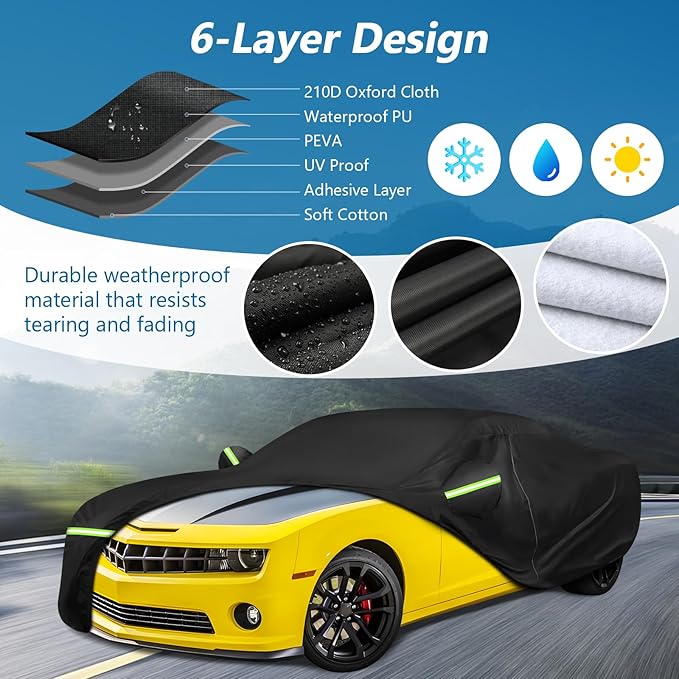 for Camaro Full Car Cover 2010-2025 All Weather, Outdoor Car Covers