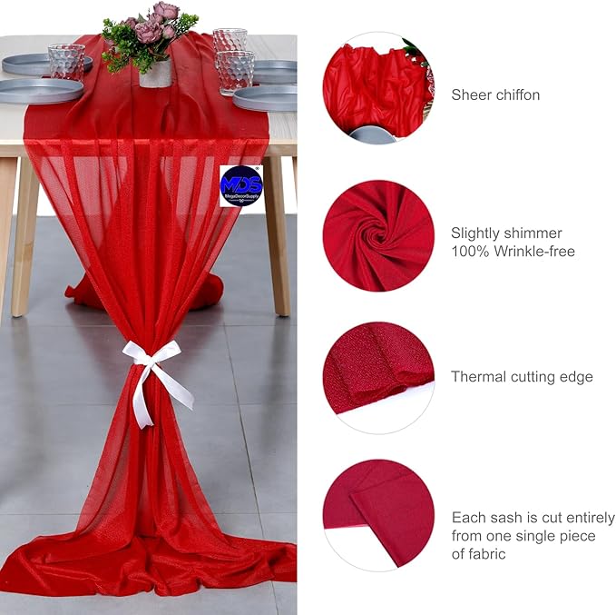 MDS Halloween Chiffon Table Runner - 5 Pack, 29 x 120 Inches, 10ft Each - She...