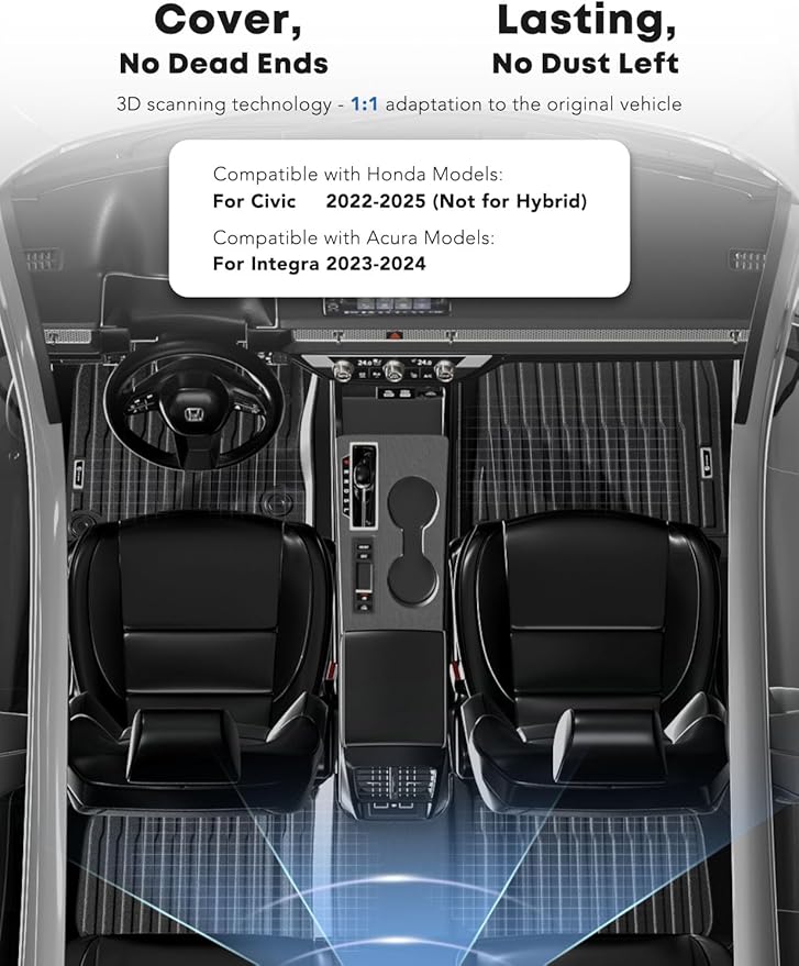 YHTAUTO Floor Mats Fit for Honda Civic 2025-2022, Acura Integra 2025-2023