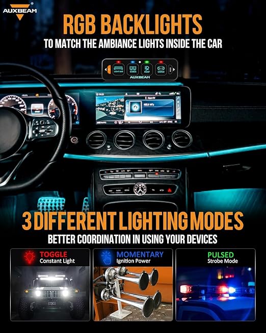 Auxbeam 4 Gang Slim Switch Panel Bluetooth RGB AS-400