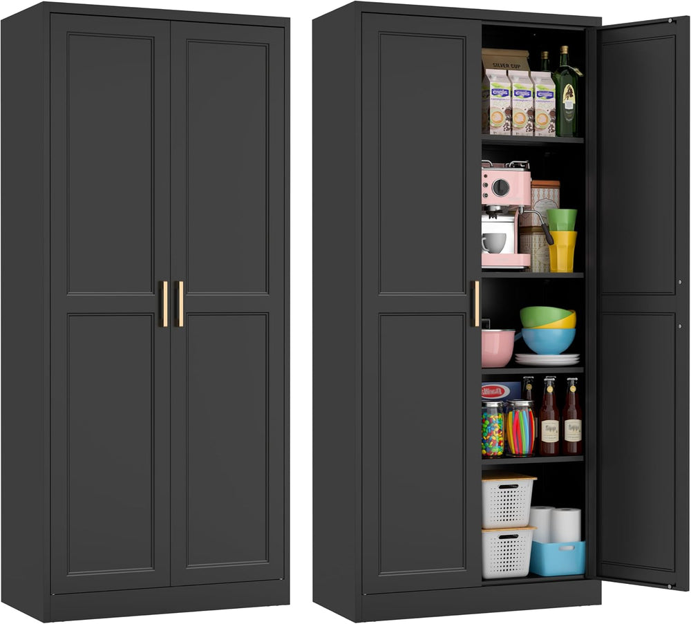 71" Tall Metal Kitchen Pantry Cabinet, Storage Cabinet with Doors
