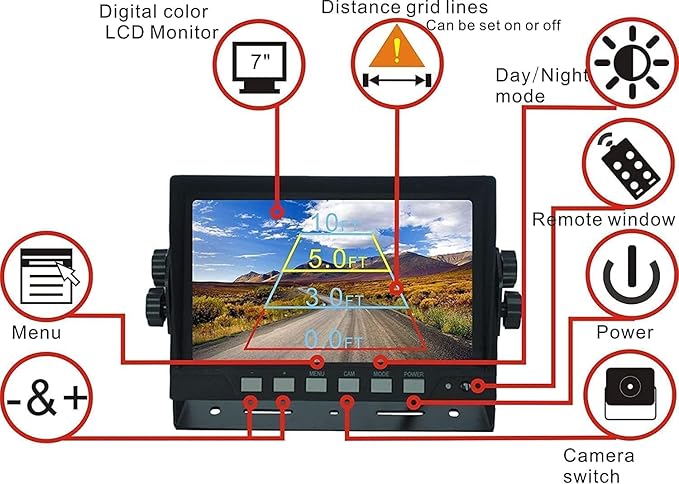 AHD 1080P Wired Reverse Rear View Backup Camera System, 2 IR Camera