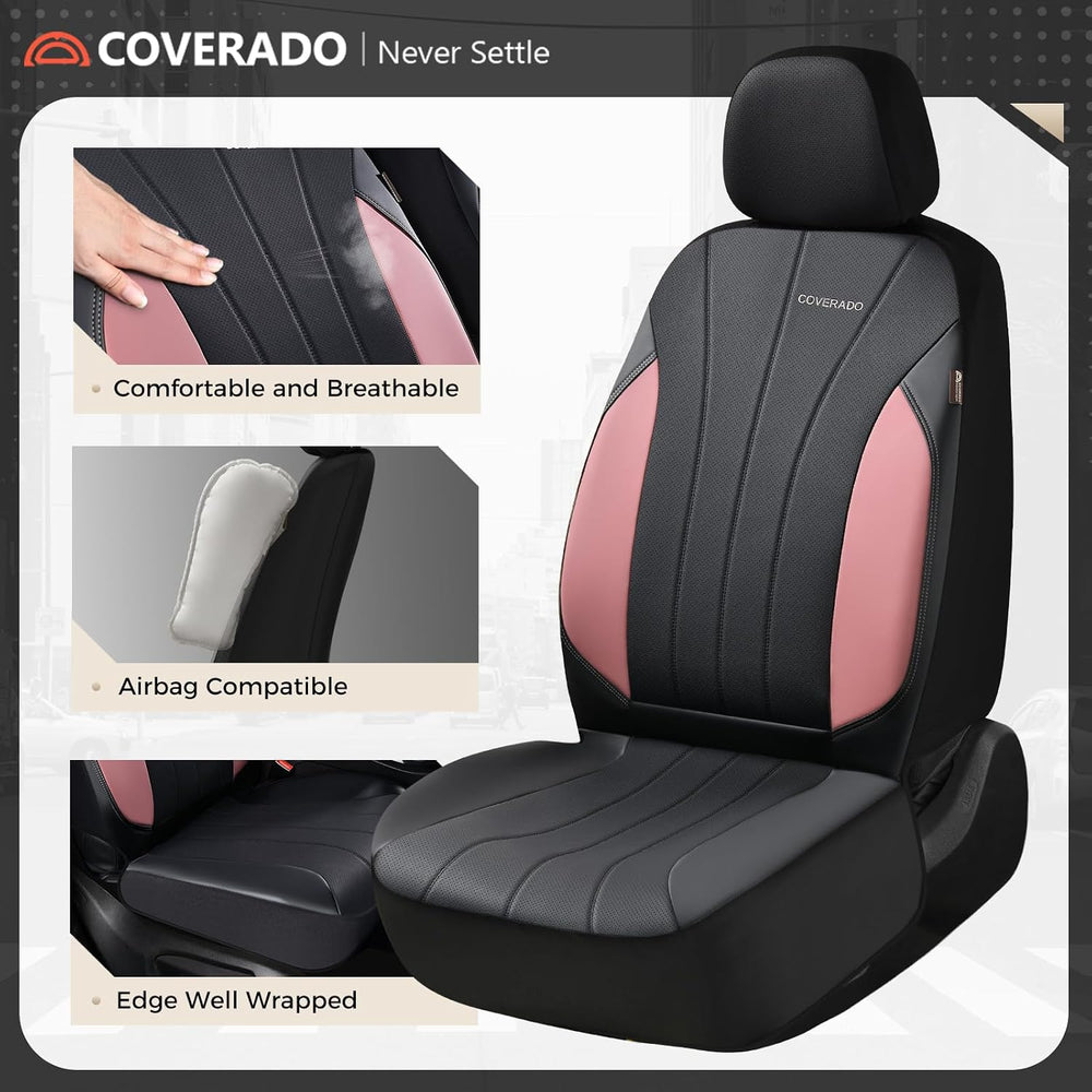 Coverado Automotive Car Seat Covers, Luxury Seat Covers Full Set, Leather Car...