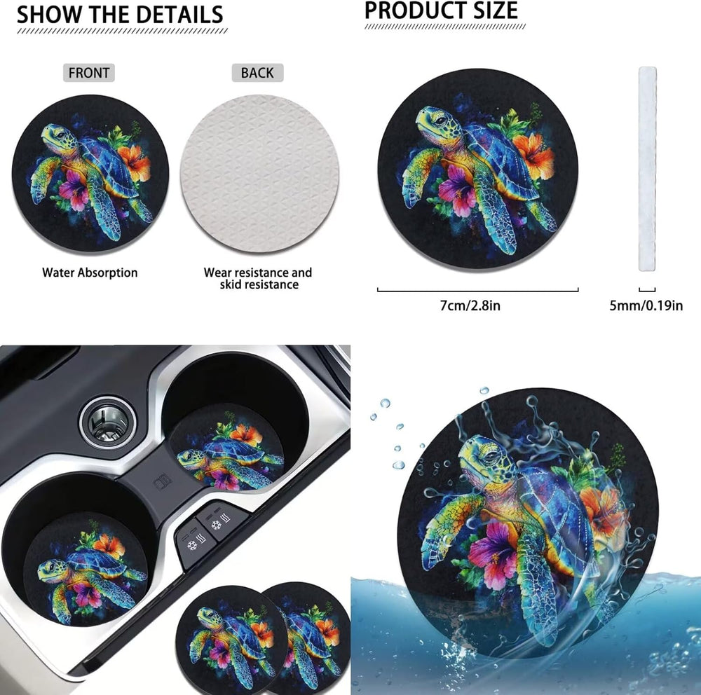 Sea Turtle Print Universal Car Rear Bench Protective 12 Pcs Auto Interior Acc...