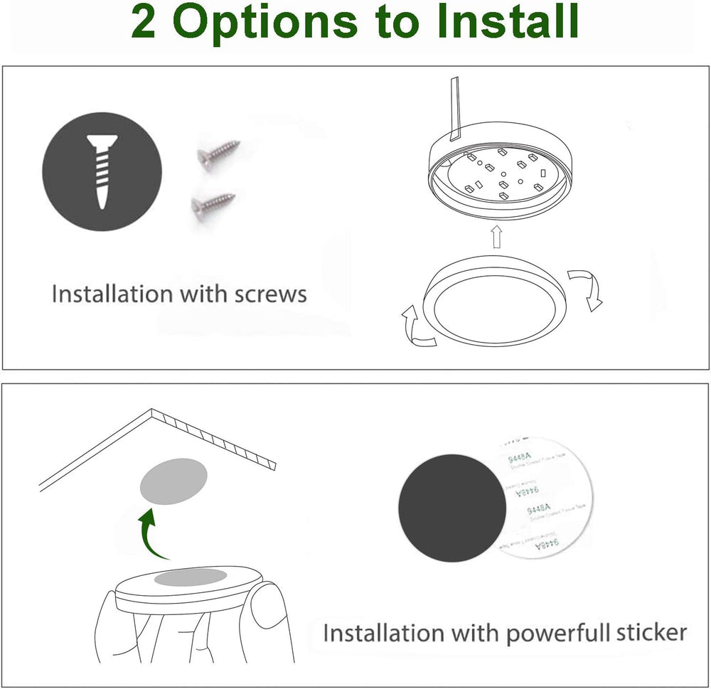 AIBOO Under Cabinet LED Black Cover Puck Lighting Kit with Touch Dimmer Switc...
