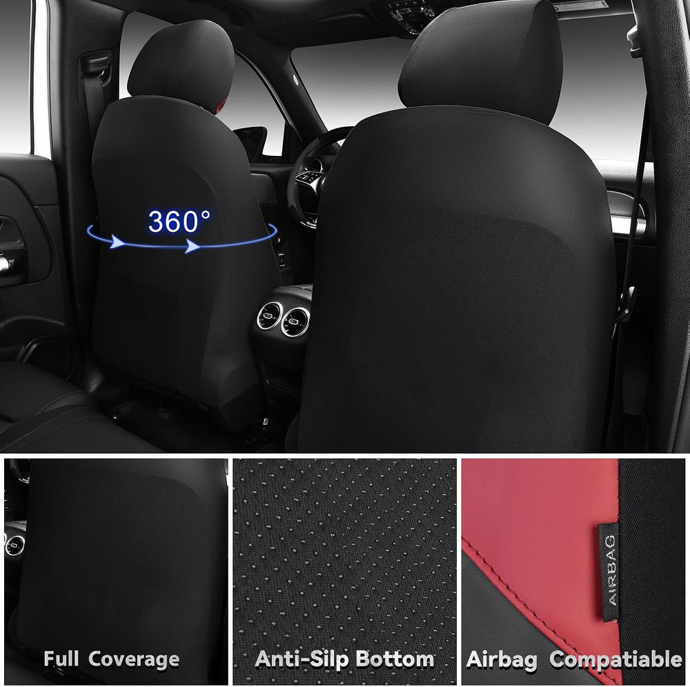 CAR PASS Luxury Memory Foam Leather Seat Covers Full Set, Breathable Perforat...