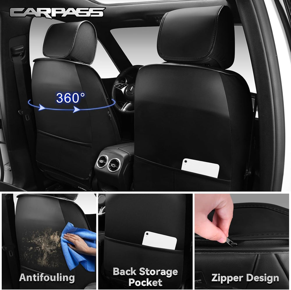 CAR PASS Luxury Nappa Leather Car Seat Covers Front Seats Only, Waterproof Fa...