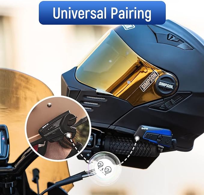 LEXIN B4FM Motorcycle Bluetooth Headset, 10 Riders Helmet Bluetooth Intercom ...