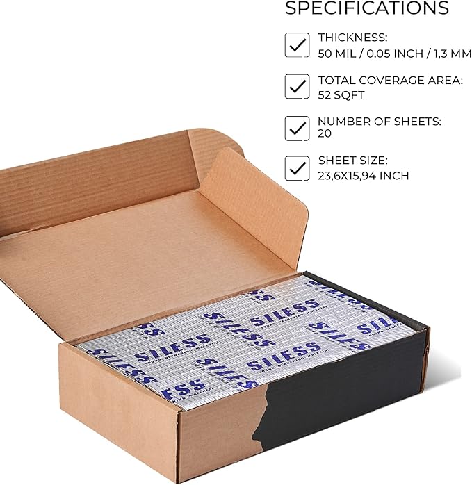Siless 50 mil 52 sqft Car Sound Deadening mat