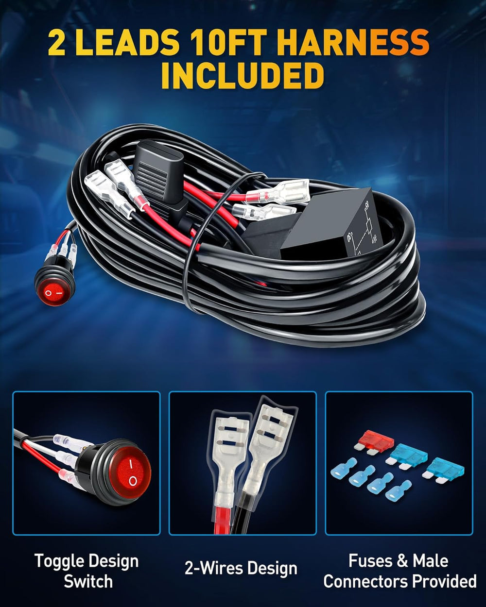 NAOEVO 4 Inch LED Pod Lights, White Fog Lights with 2-Lead Wiring Harness