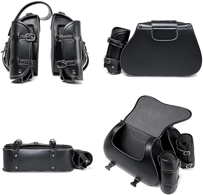 Motorcycle Saddlebags, 30L Leather Waterproof Side Saddle Bags