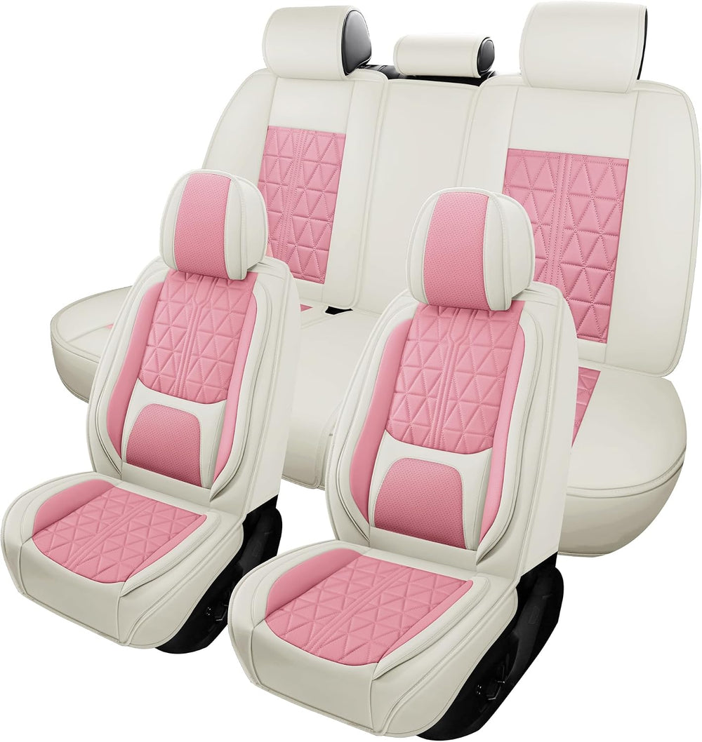 otoez Car Seat Covers Full Set, Nappa Leather Seat Covers for Cars with Lumba...