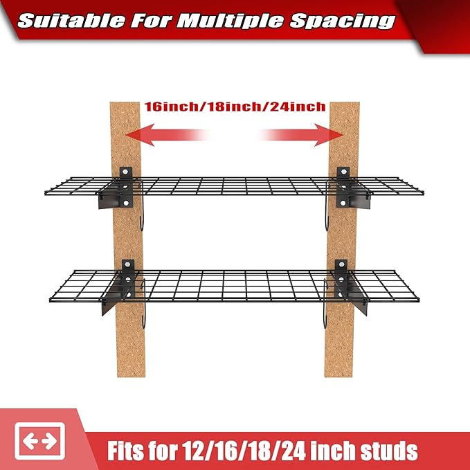 WALMANN 2 Pack Garage Wall Mount Shelves, 45x15 inch Wall Mounted Storage