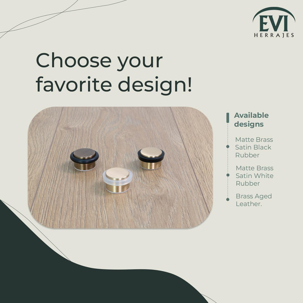EVI Herrajes | Floor Mounted Doorstop | Adhesive or Screw Installation | W=1,...