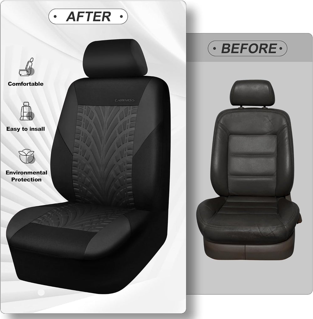 CAR PASS Car Seat Covers Full Sets, Front & Split Rear Bench for Car, 3D ...