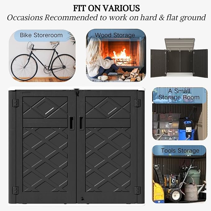 ZZM Large Outdoor Storage Shed, 48 Cu Ft Resin Versatile Storage Cabinet