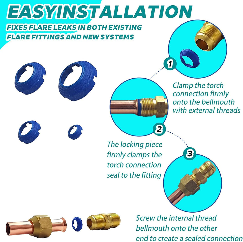 40 Pack Leak Free SAE Mini Split Flare Seal Kit (1/4", 3/8", 1/2&qu...