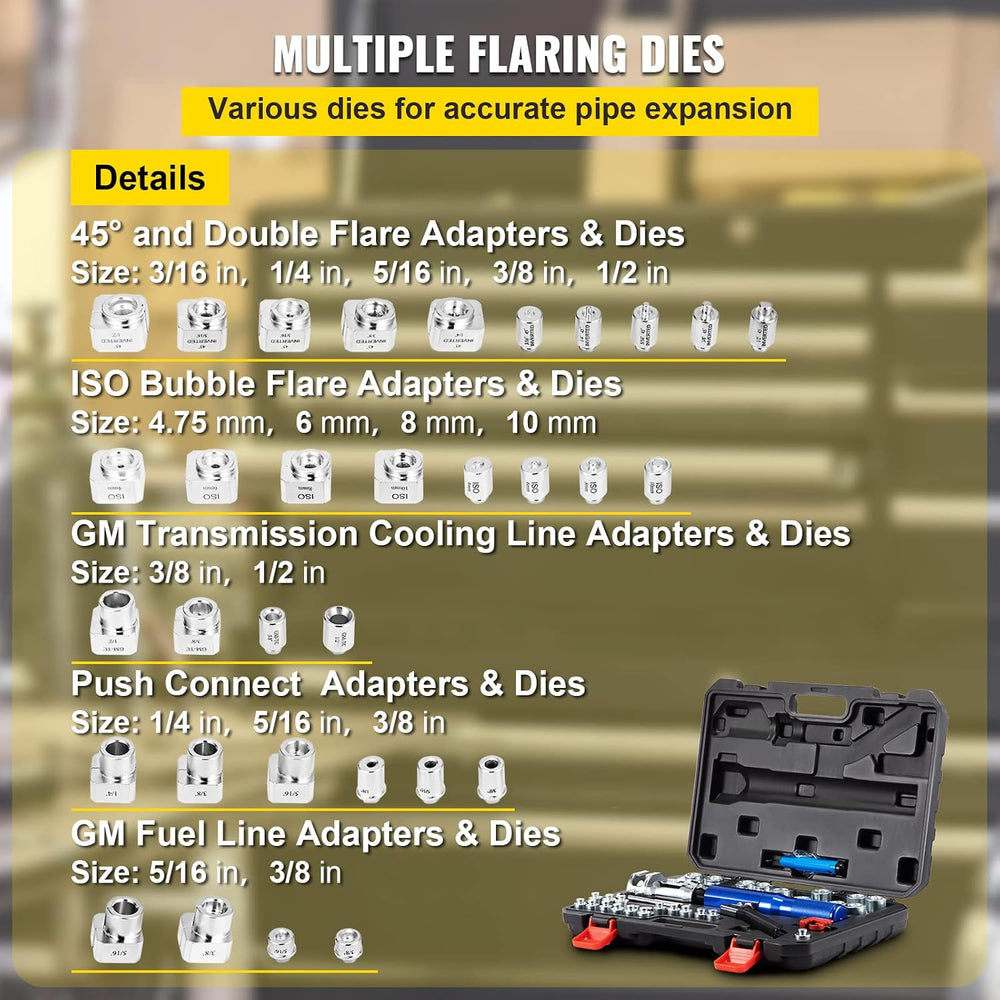 VEVOR Hydraulic Flaring Tool Kit, 45° Double Flaring Tool, Brake Repair Brake...