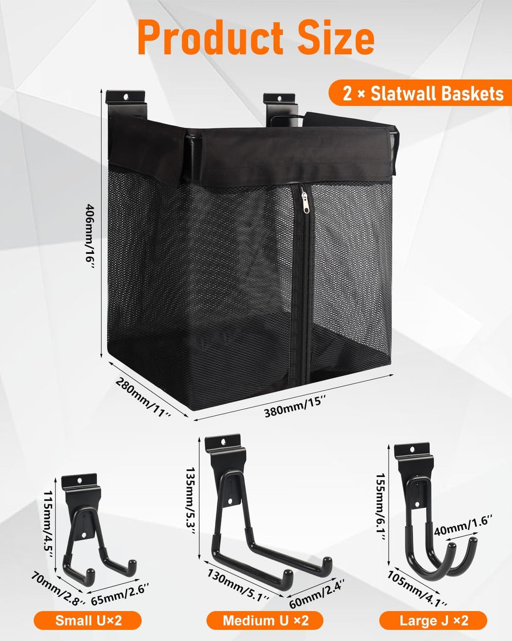 8 Pcs Slatwall Baskets Kit, Slatwall Accessories with Slat Wall Hooks