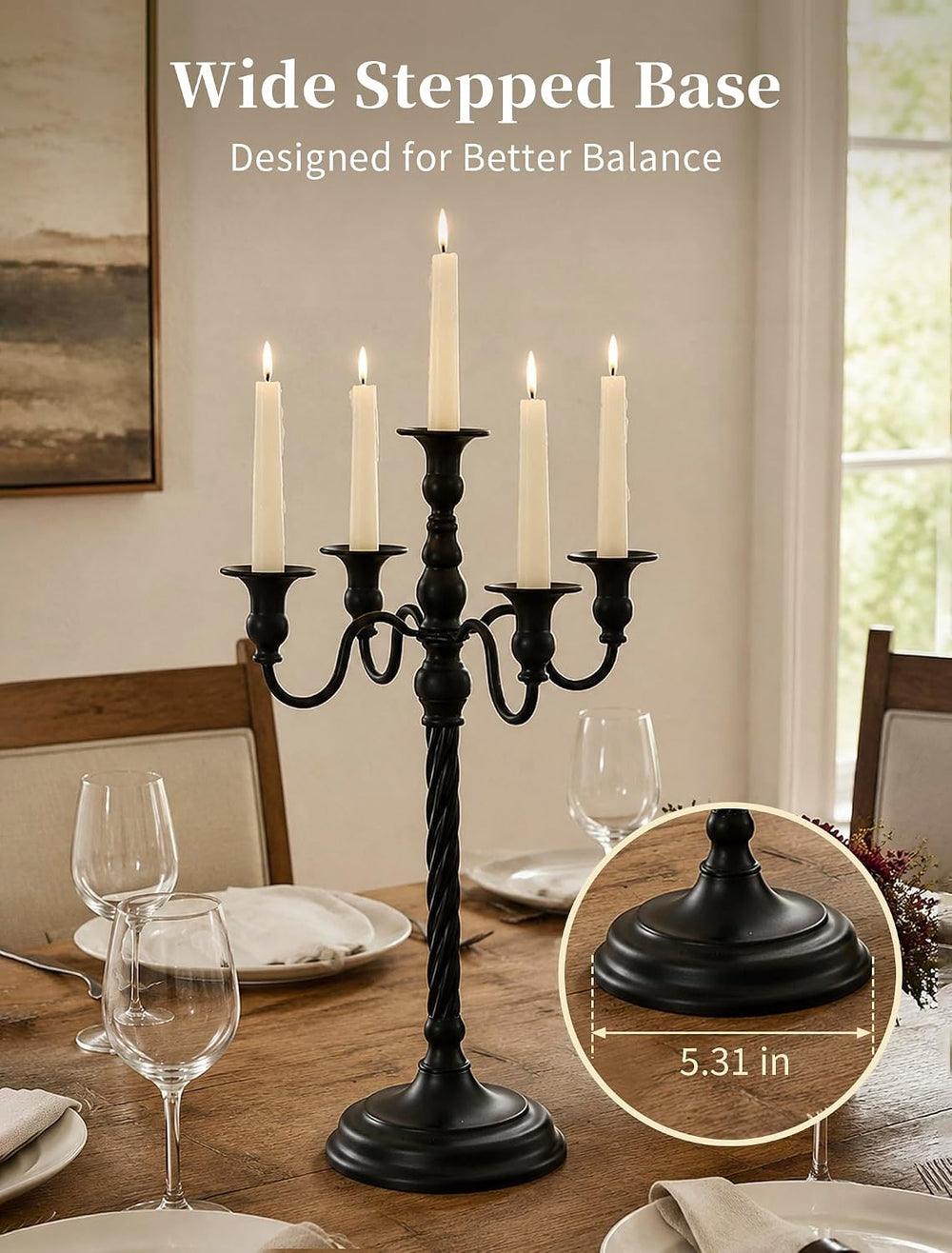 Romadedi Black Halloween Candle Holder: 22-Inch Tall Candelabra