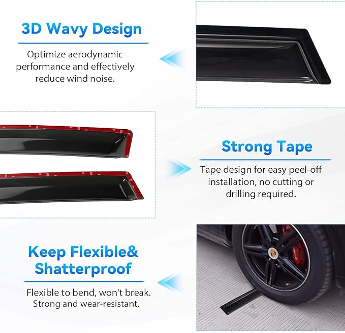 Window Visors Sun/Rain Guard Compatible (4pcs)