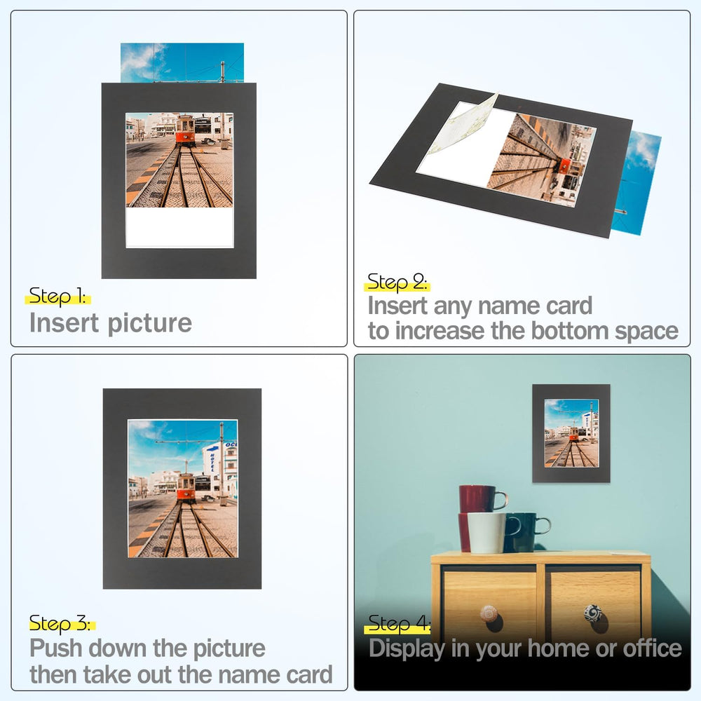 Golden State Art, Pack of 10 Black 11x14 Slip-in Pre-Adhesive Photo Mat for 8...