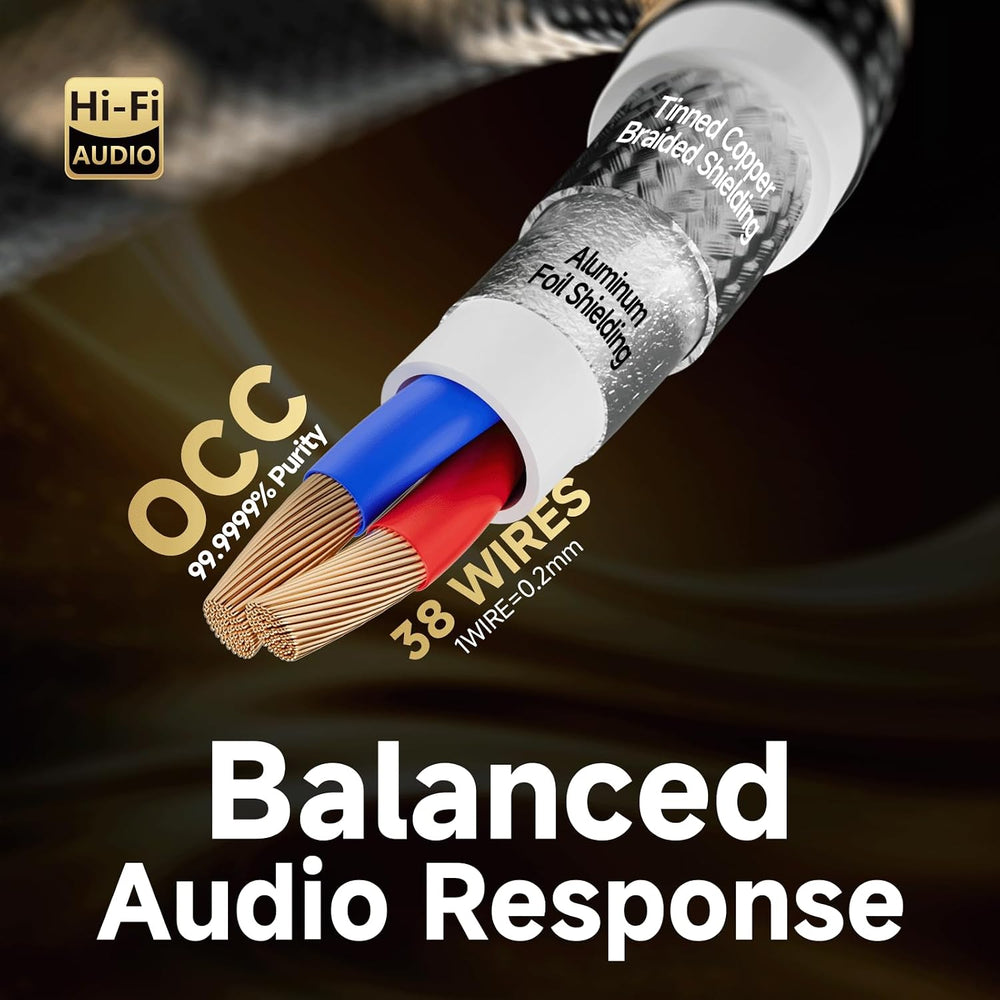 TODN Audiophile RCA Cables 10ft OCC Dual Shielded for HiFi Stereo Audio