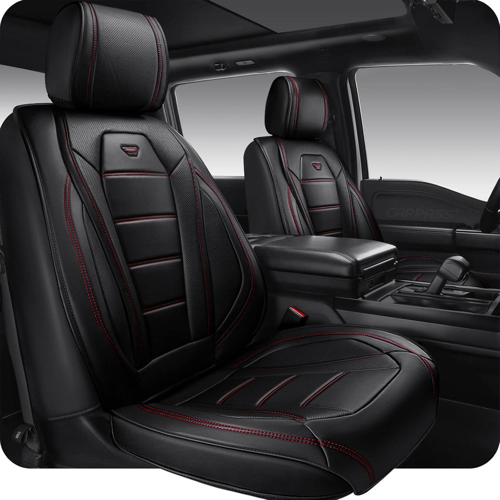 CAR PASS Luxury Nappa Leather Car Seat Covers Front Seats, Waterproof Seat Co...