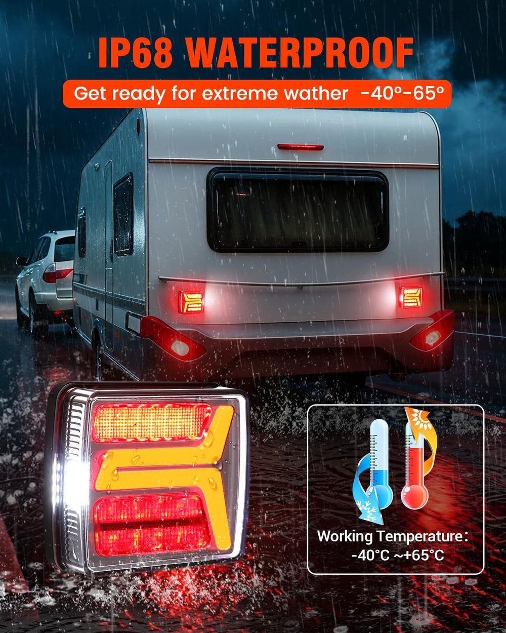 SUPAREE Wireless Trailer Lights Magnetic Rechargeable LED Towing Light Kit